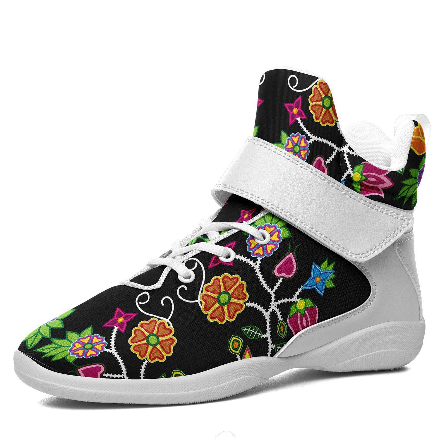 Floral Beadwork Kid's Ipottaa Basketball / Sport High Top Shoes 49 Dzine US Child 12.5 / EUR 30 White Sole with White Strap 