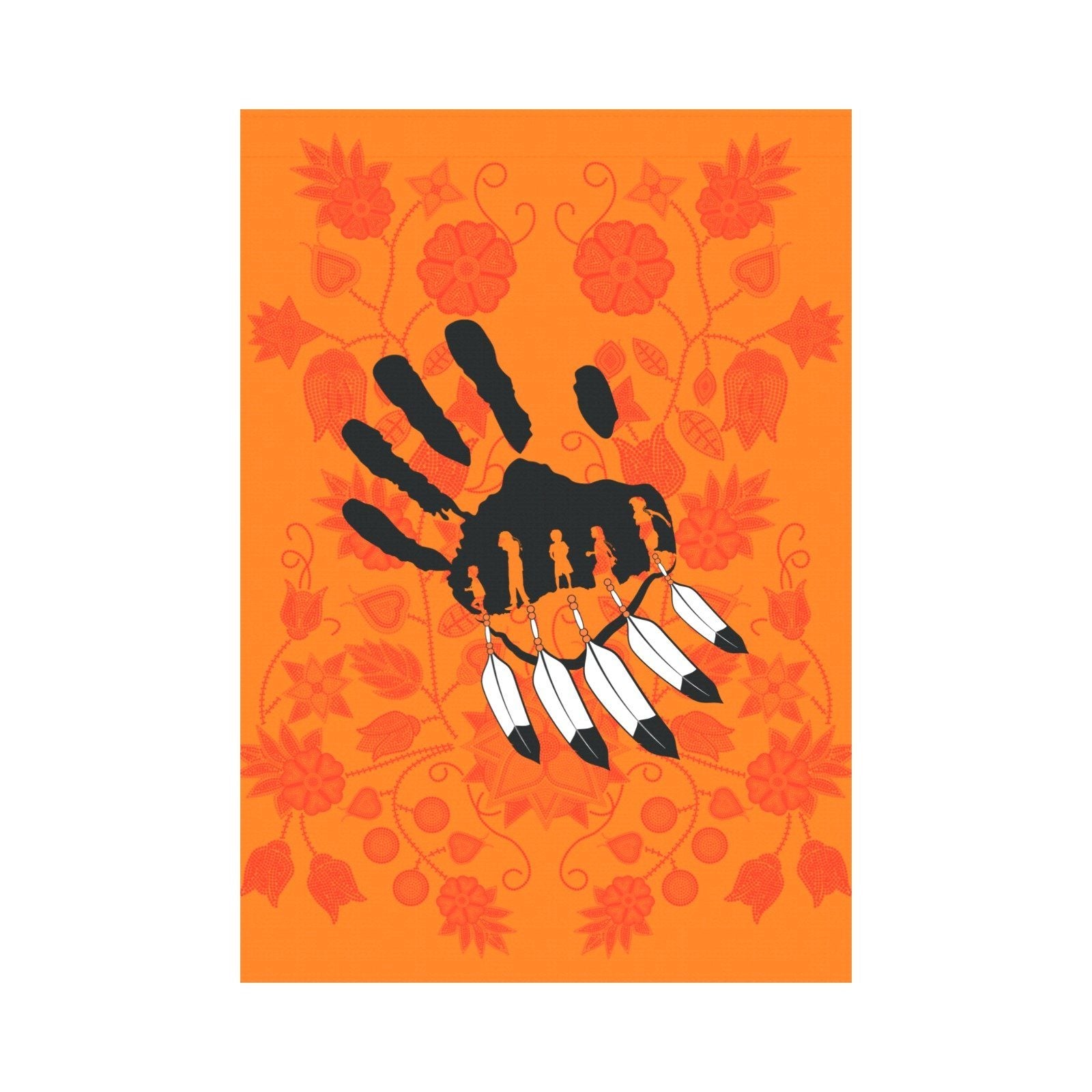 Floral Beadwork Real Orange - A feather for Each Garden Flag 28''x40'' (Two Sides Printing) Garden Flag 28‘’x40‘’ (Two Sides) e-joyer 