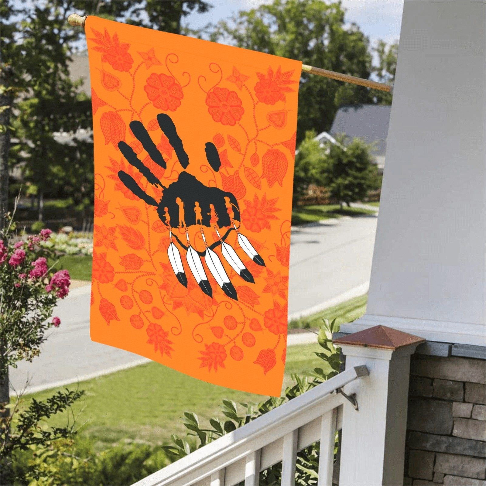 Floral Beadwork Real Orange - A feather for Each Garden Flag 36''x60'' (Two Sides Printing) Garden Flag 36‘’x60‘’ (Two Sides) e-joyer 