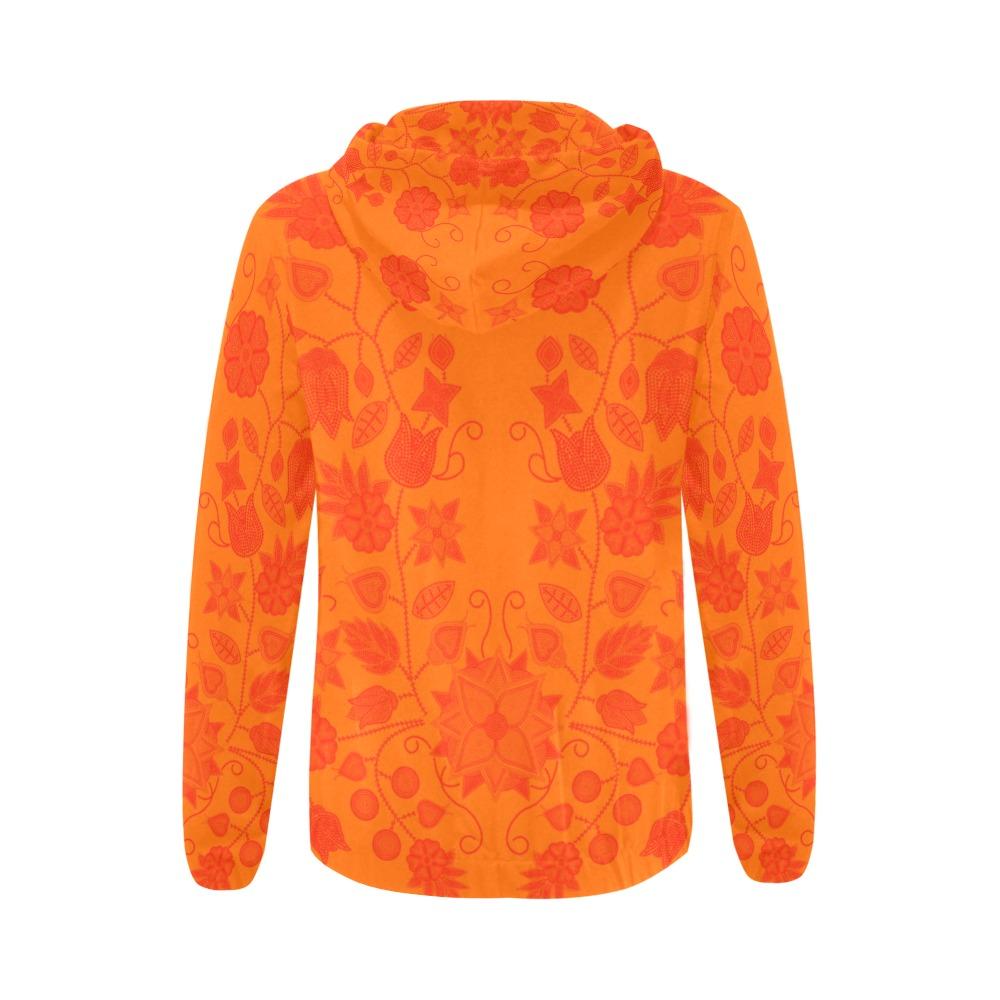 Floral Beadwork Real Orange All Over Print Full Zip Hoodie for Women (Model H14) All Over Print Full Zip Hoodie for Women (H14) e-joyer 