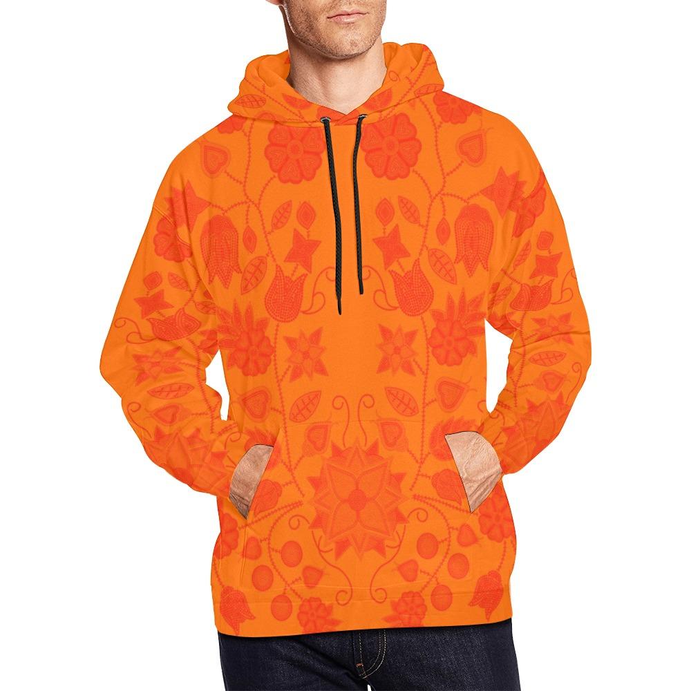 Floral Beadwork Real Orange All Over Print Hoodie for Men (USA Size) (Model H13) All Over Print Hoodie for Men (H13) e-joyer 