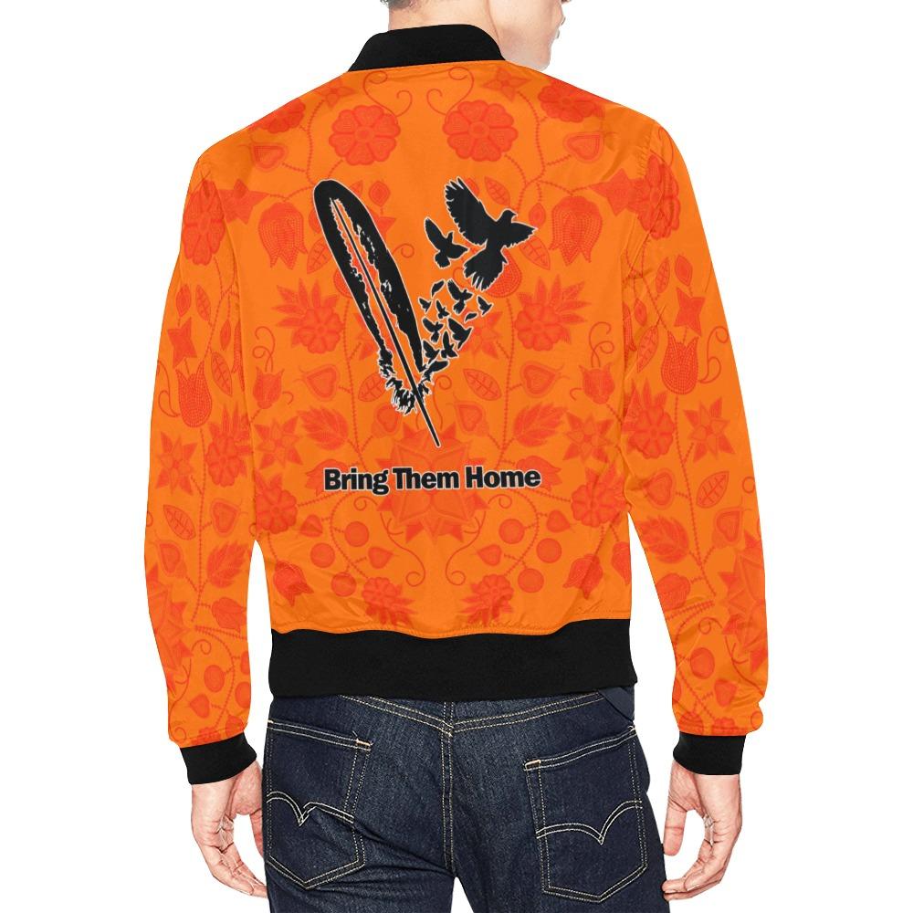 Floral Beadwork Real Orange Bring Them Home All Over Print Bomber Jacket for Men (Model H19) All Over Print Bomber Jacket for Men (H19) e-joyer 