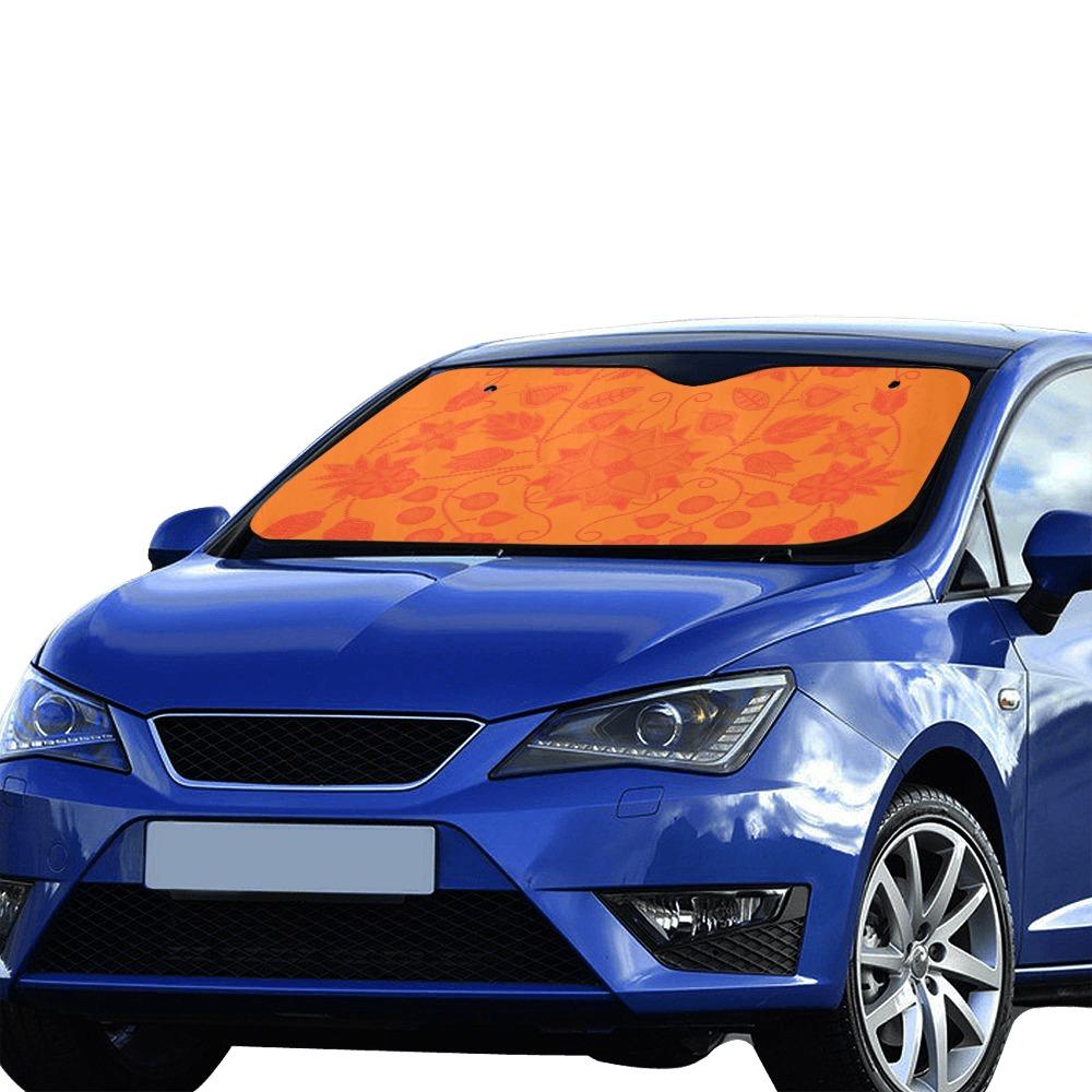 Floral Beadwork Real Orange Car Sun Shade 55"x30" Car Sun Shade e-joyer 