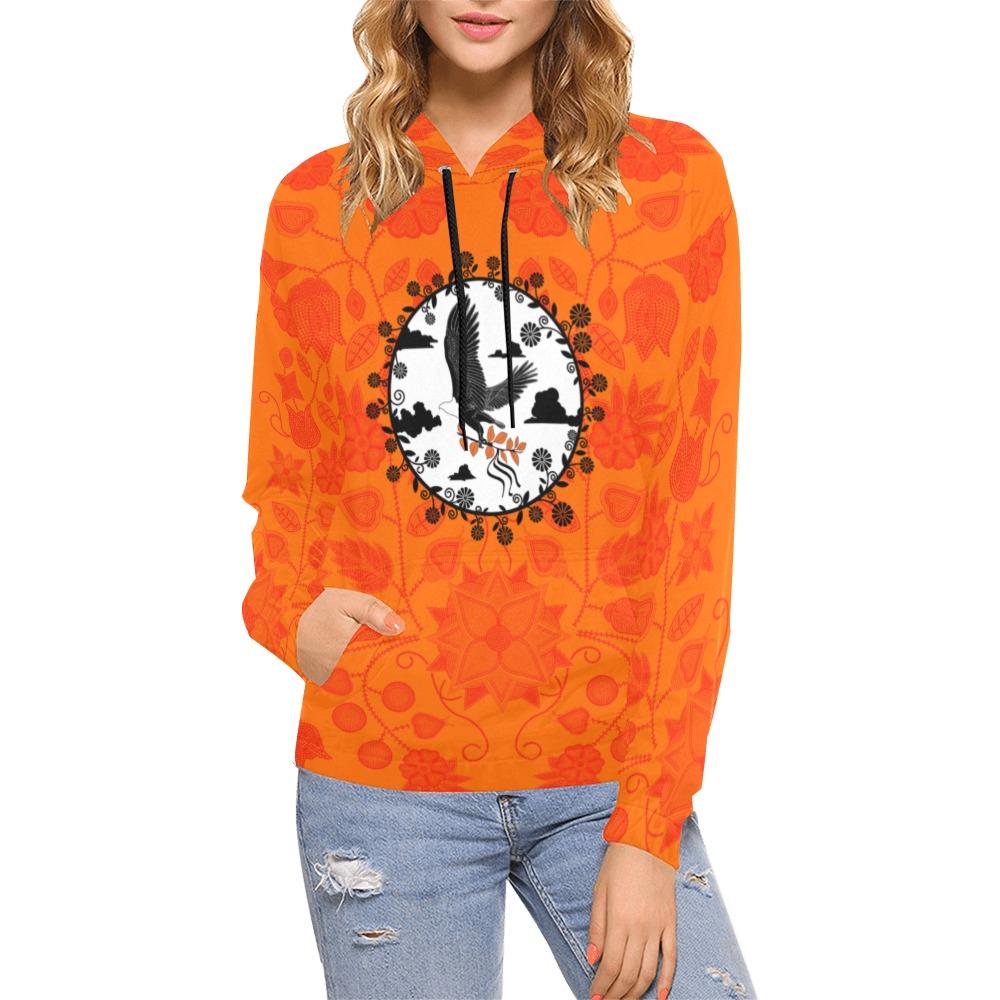 Floral Beadwork Real Orange Carrying Their Prayers All Over Print Hoodie for Women (USA Size) (Model H13) All Over Print Hoodie for Women (H13) e-joyer 