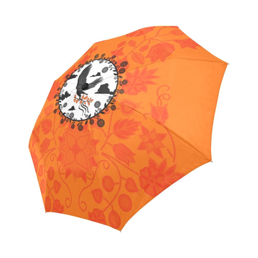 Floral Beadwork Real Orange Carrying Their Prayers Auto-Foldable Umbrella (Model U04) Auto-Foldable Umbrella e-joyer 