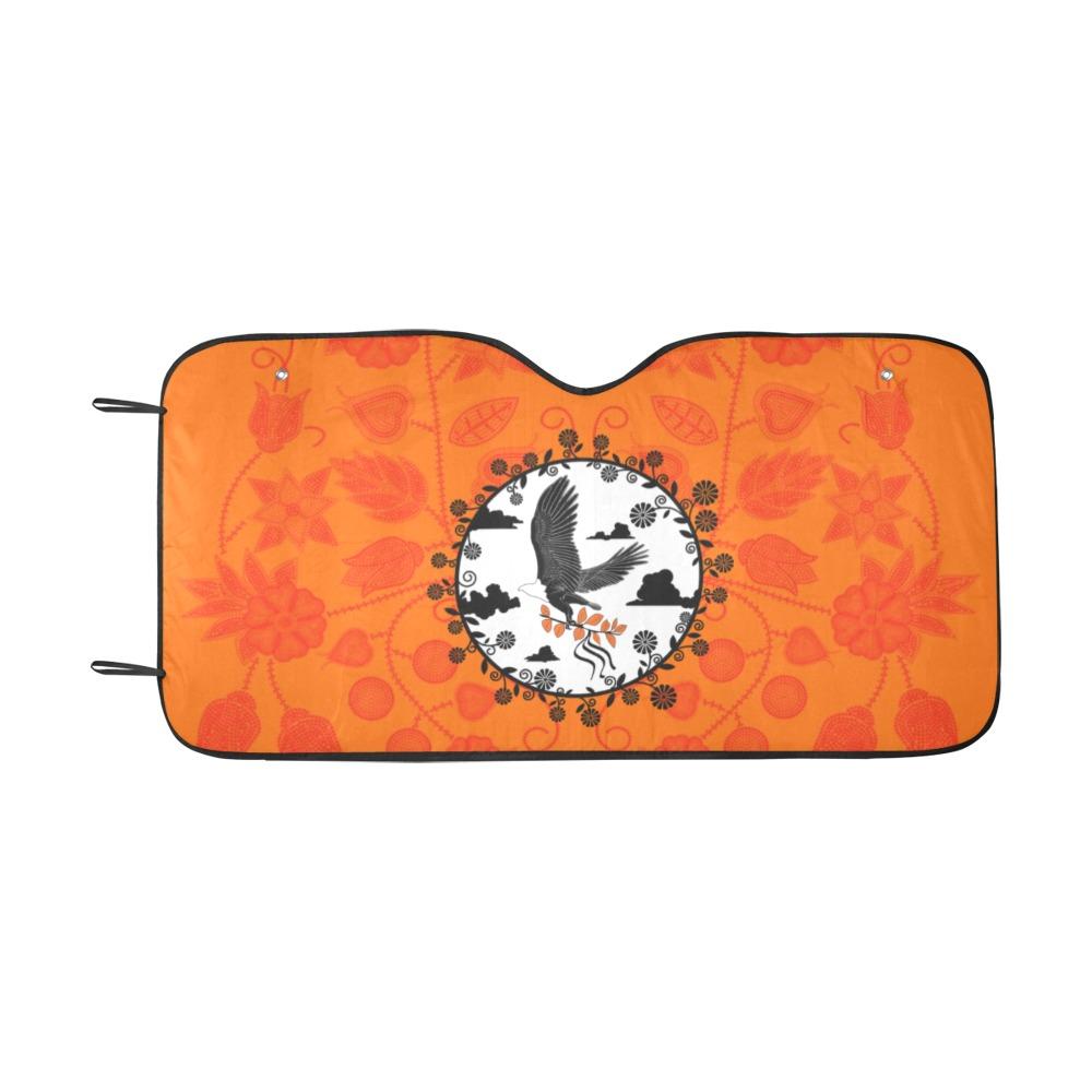 Floral Beadwork Real Orange Carrying Their Prayers Car Sun Shade 55"x30" Car Sun Shade e-joyer 