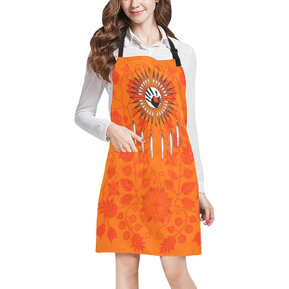 Floral Beadwork Real Orange Feather Directions All Over Print Apron All Over Print Apron e-joyer 
