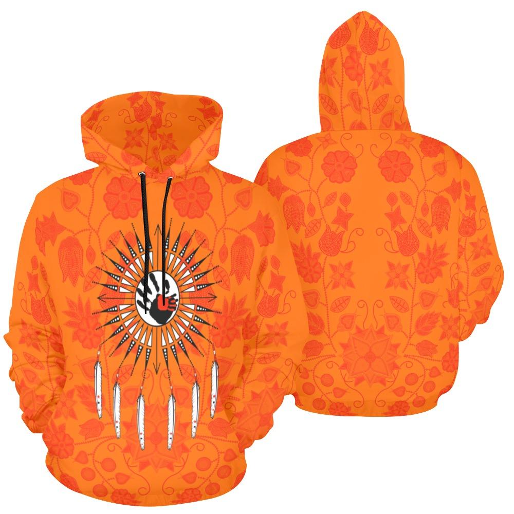 Floral Beadwork Real Orange Feather Directions All Over Print Hoodie for Men (USA Size) (Model H13) All Over Print Hoodie for Men (H13) e-joyer 