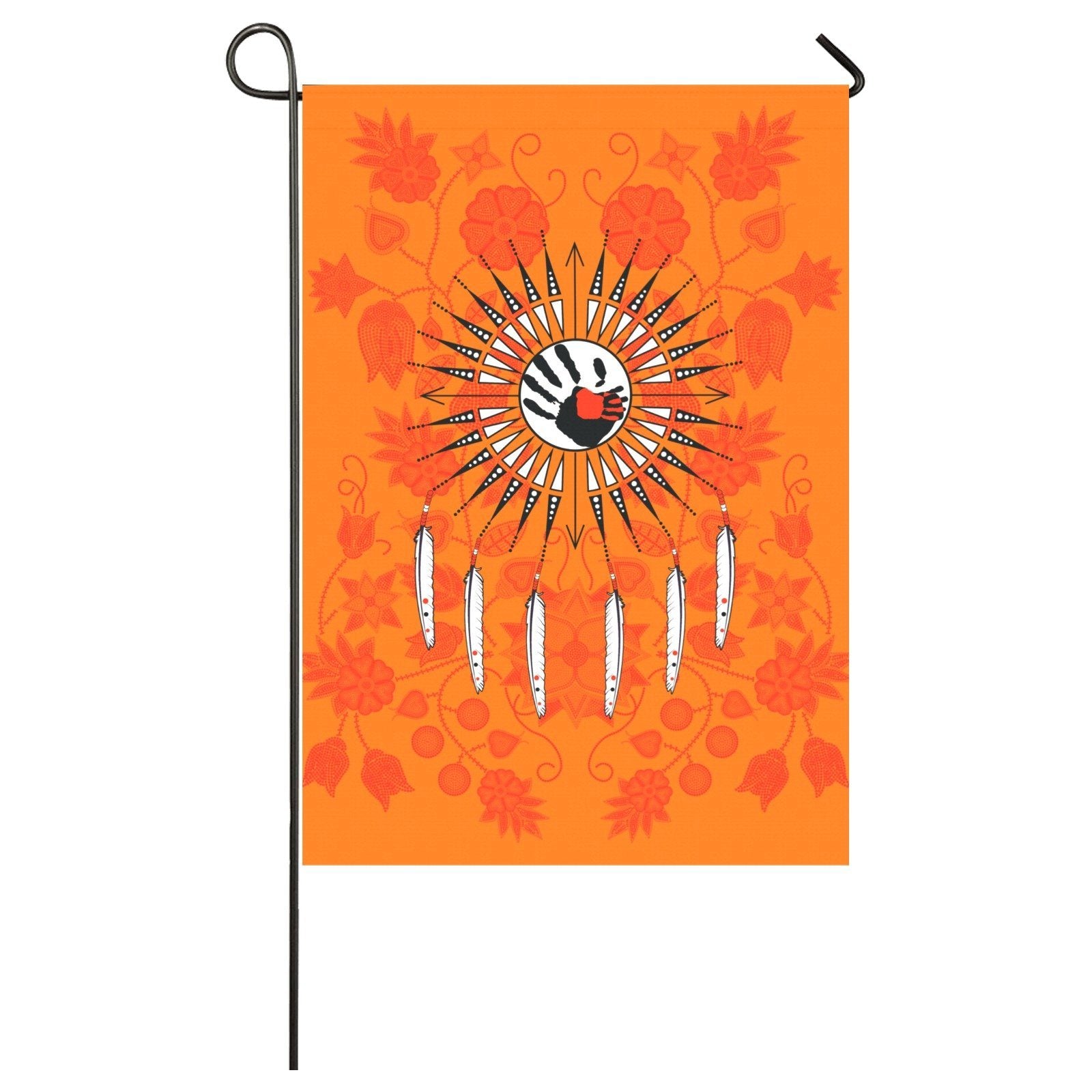 Floral Beadwork Real Orange - Feather Directions Garden Flag 28''x40'' (Two Sides Printing) Garden Flag 28‘’x40‘’ (Two Sides) e-joyer 