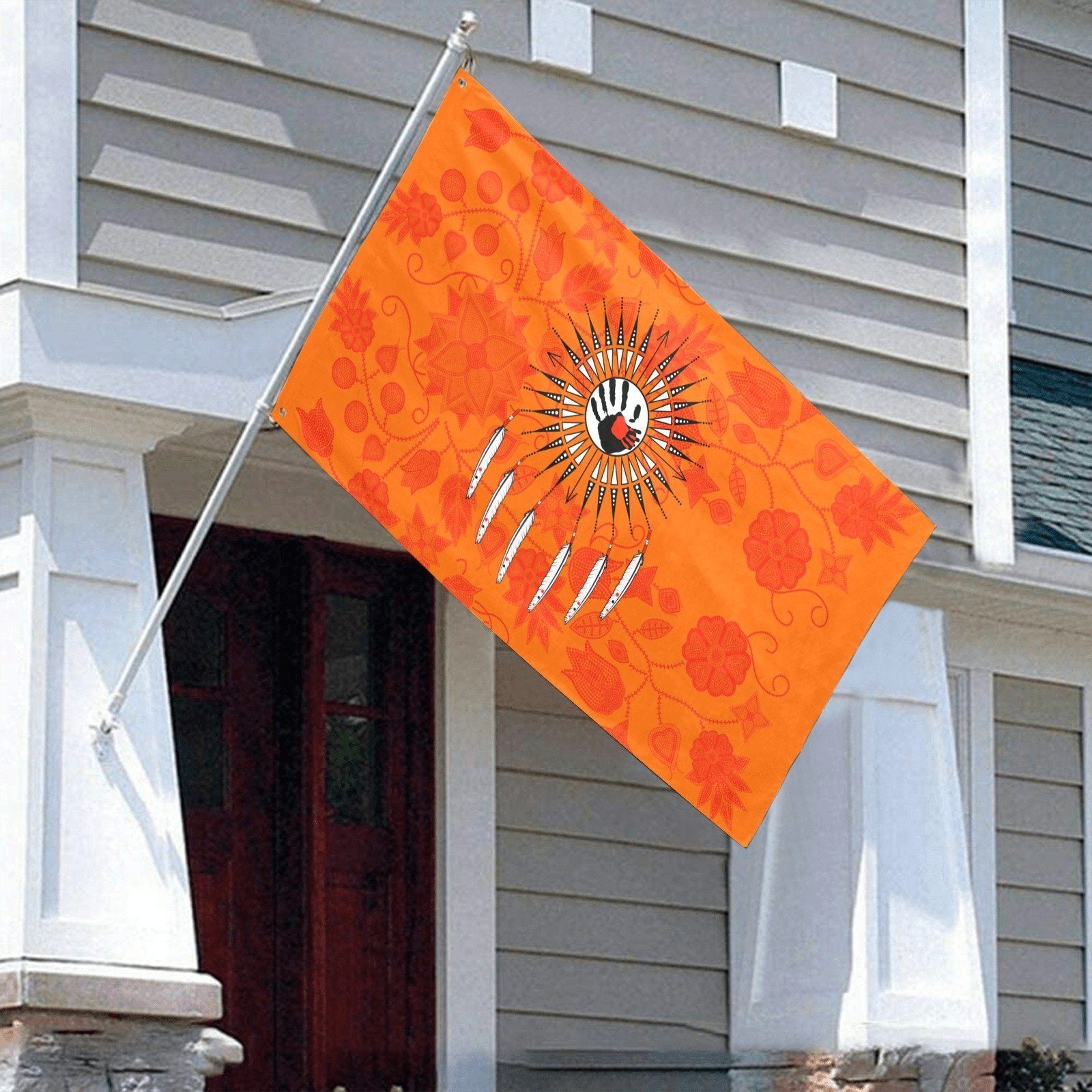 Floral Beadwork Real Orange Feather Directions Garden Flag 59"x35" Garden Flag 59"x35" e-joyer 