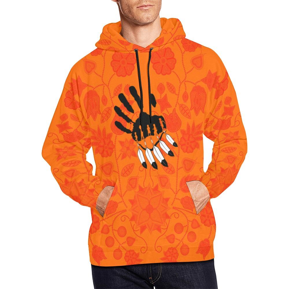 Floral Beadwork Real Orange Orange A feather for each All Over Print Hoodie for Men (USA Size) (Model H13) All Over Print Hoodie for Men (H13) e-joyer 