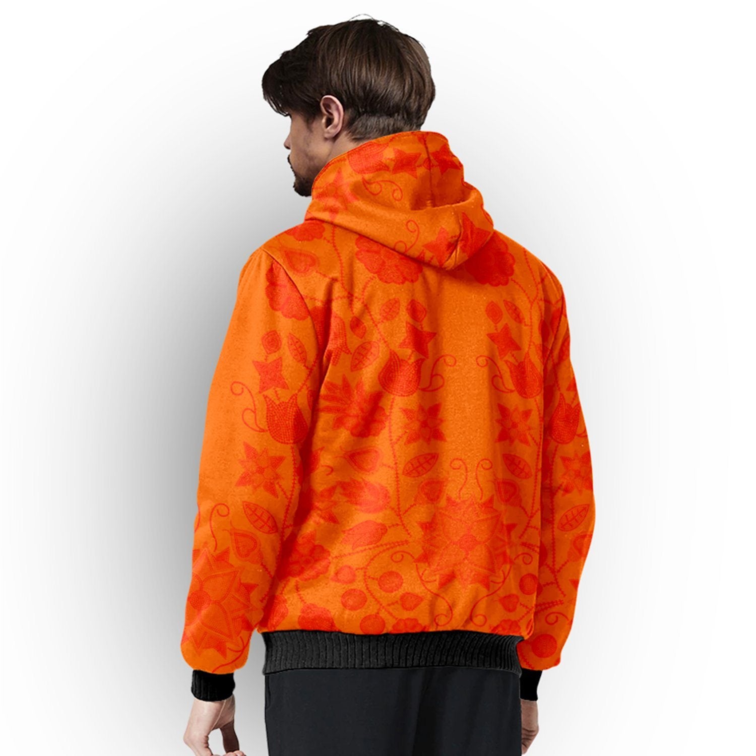 Floral Beadwork Real Orange Orange Sherpa Hoodie hoodie Herman 