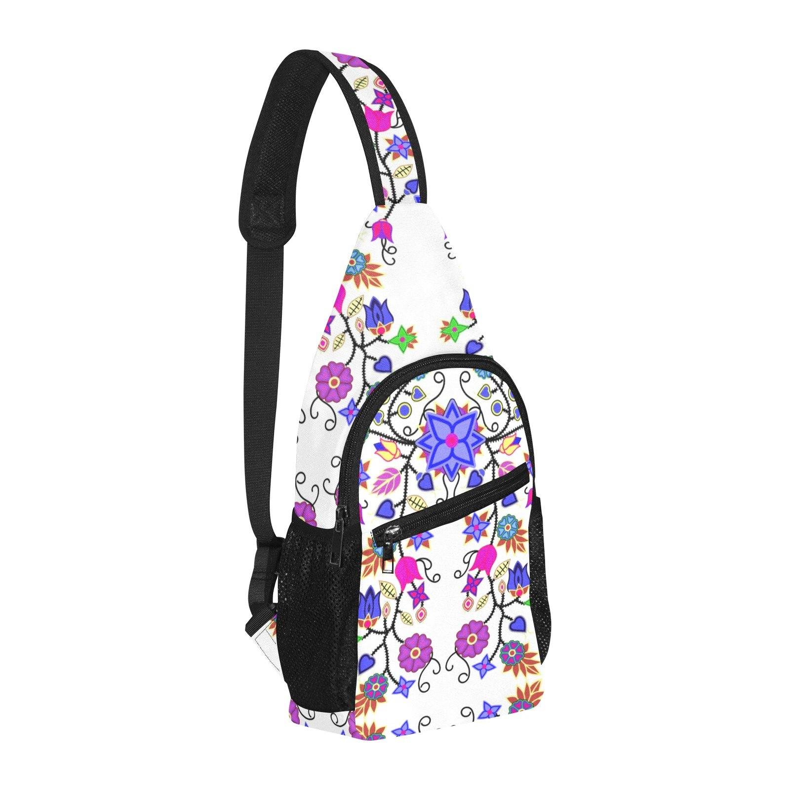 Floral Beadwork Seven Clans White All Over Print Chest Bag (Model 1719) All Over Print Chest Bag (1719) e-joyer 