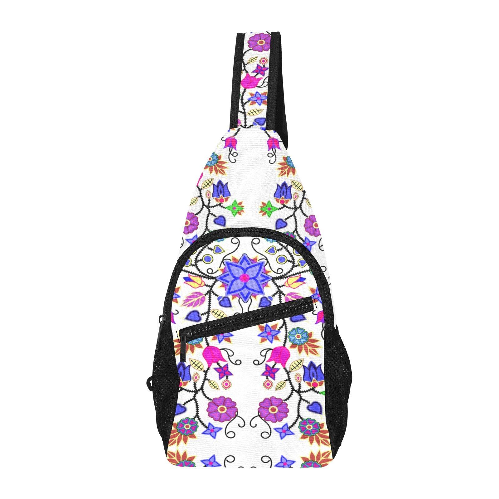 Floral Beadwork Seven Clans White All Over Print Chest Bag (Model 1719) All Over Print Chest Bag (1719) e-joyer 