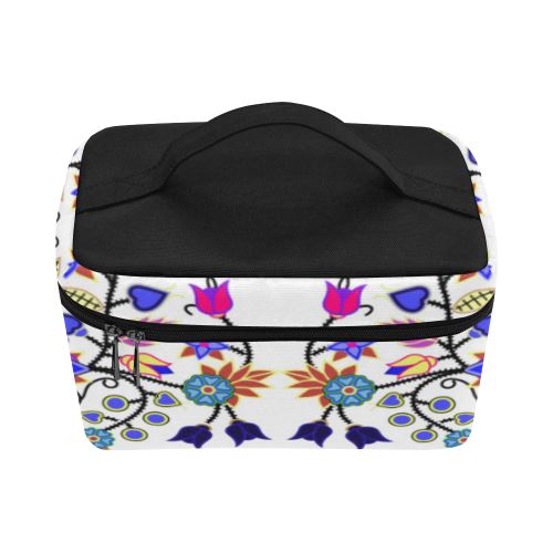 Floral Beadwork Seven Clans White Cosmetic Bag/Large (Model 1658) Cosmetic Bag e-joyer 