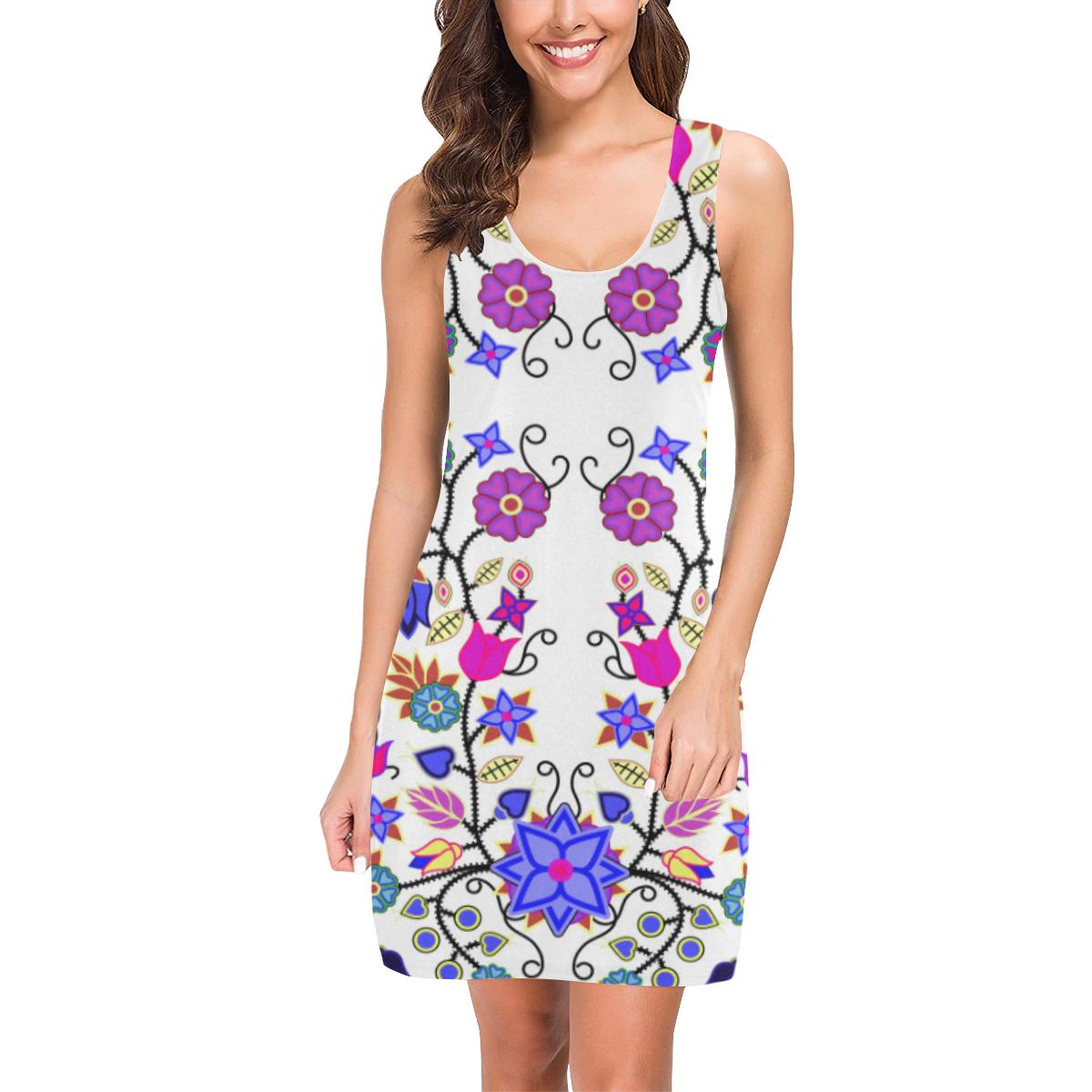 Floral Beadwork Seven Clans White IkstsÃ­miwa Vest Dress (Model D06) Medea Vest Dress (D06) e-joyer 