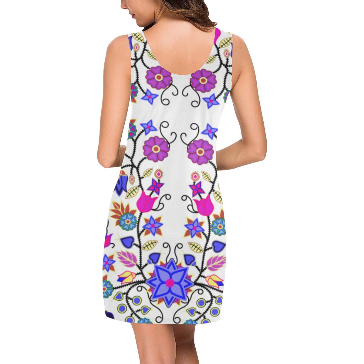 Floral Beadwork Seven Clans White IkstsÃ­miwa Vest Dress (Model D06) Medea Vest Dress (D06) e-joyer 
