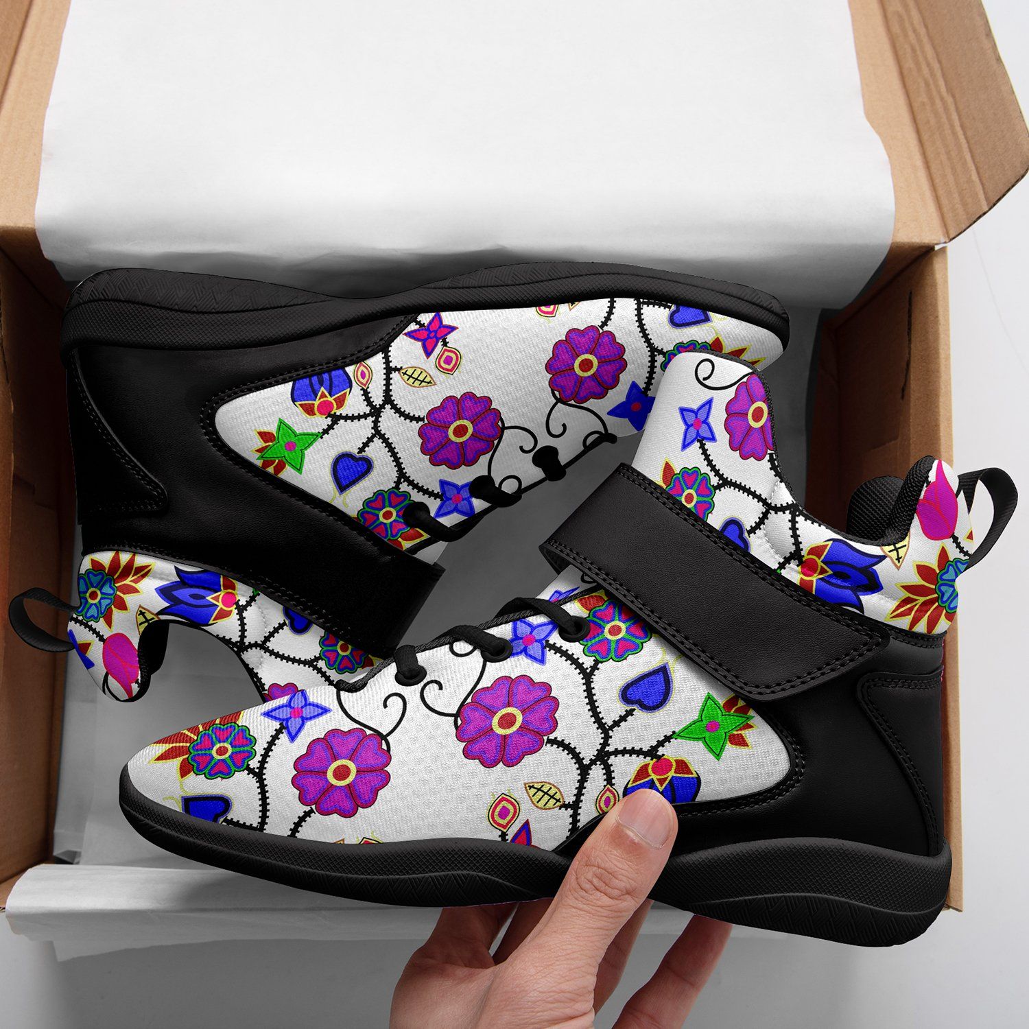 Floral Beadwork Seven Clans White Ipottaa Basketball / Sport High Top Shoes 49 Dzine 