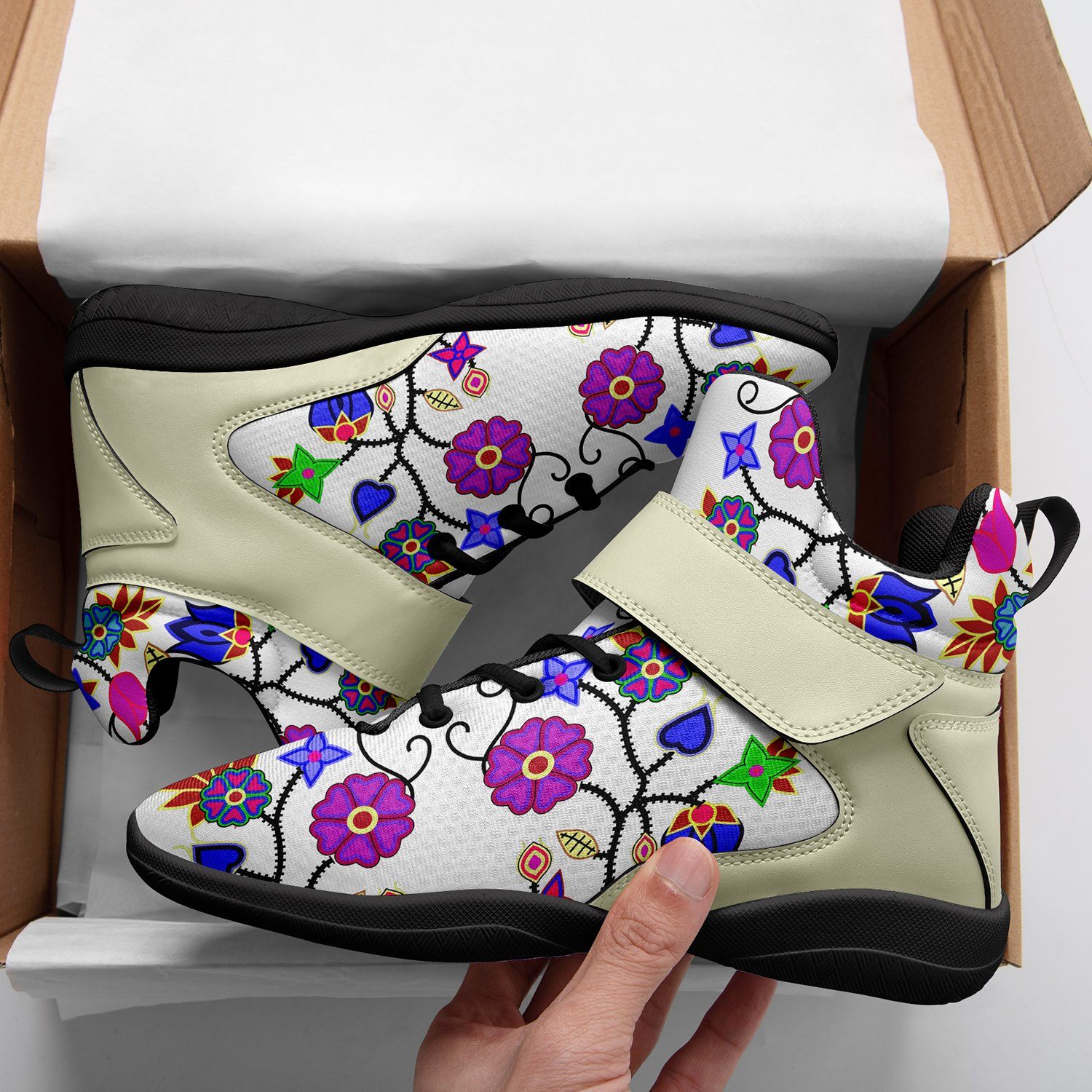 Floral Beadwork Seven Clans White Ipottaa Basketball / Sport High Top Shoes 49 Dzine 