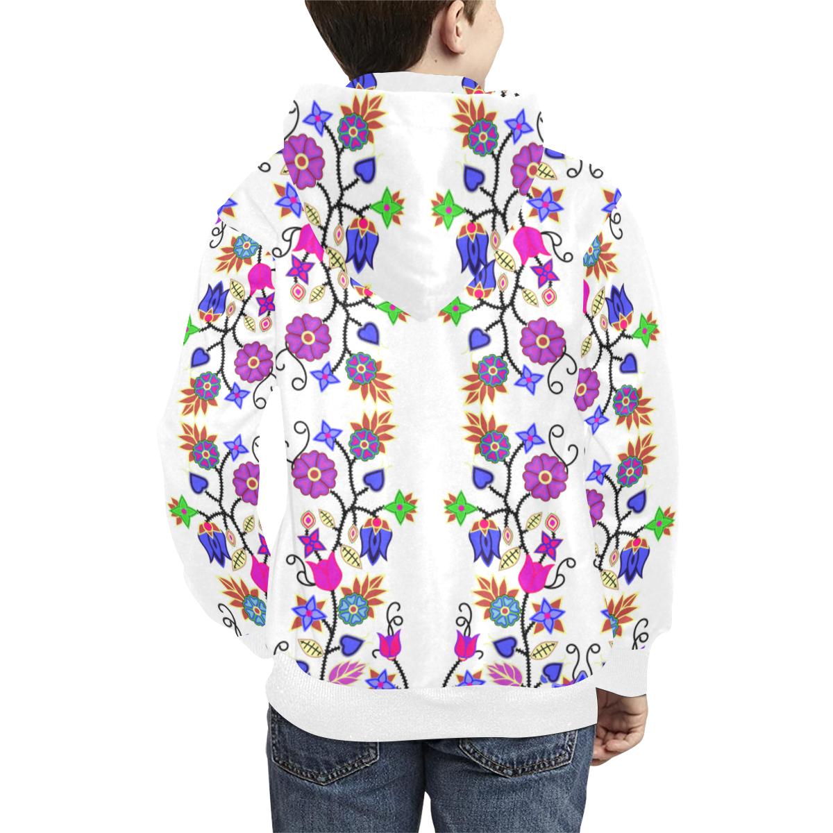 Floral Beadwork Seven Clans White Kids' All Over Print Hoodie (Model H38) Kids' AOP Hoodie (H38) e-joyer 