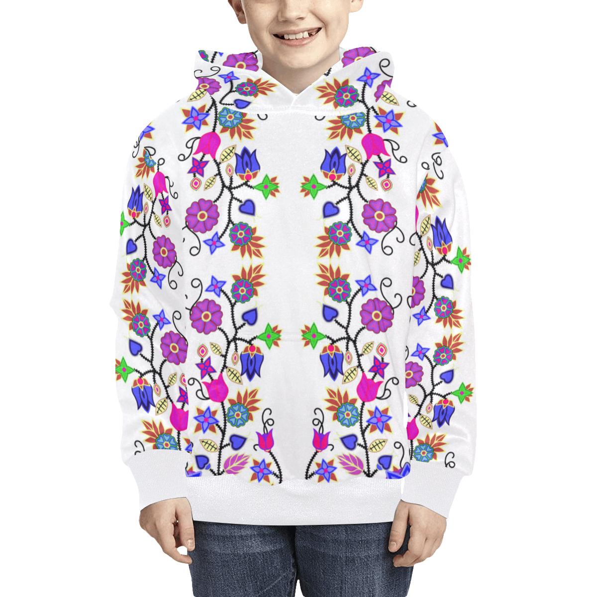 Floral Beadwork Seven Clans White Kids' All Over Print Hoodie (Model H38) Kids' AOP Hoodie (H38) e-joyer 