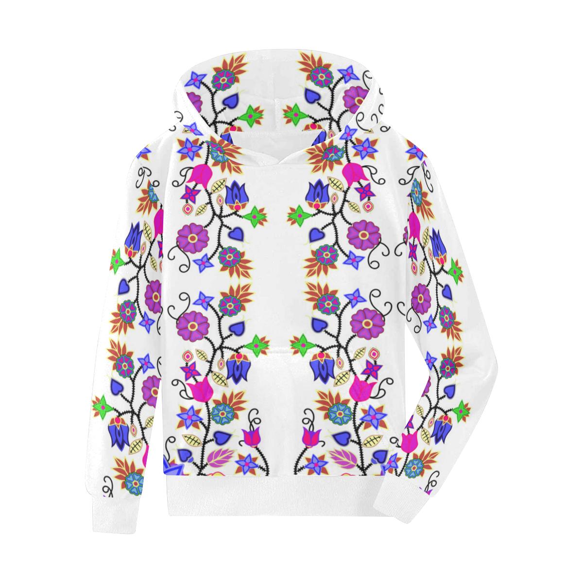 Floral Beadwork Seven Clans White Kids' All Over Print Hoodie (Model H38) Kids' AOP Hoodie (H38) e-joyer 