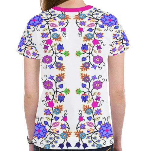 Floral Beadwork Seven Clans White New All Over Print T-shirt for Women (Model T45) New All Over Print T-shirt for Women (T45) e-joyer 