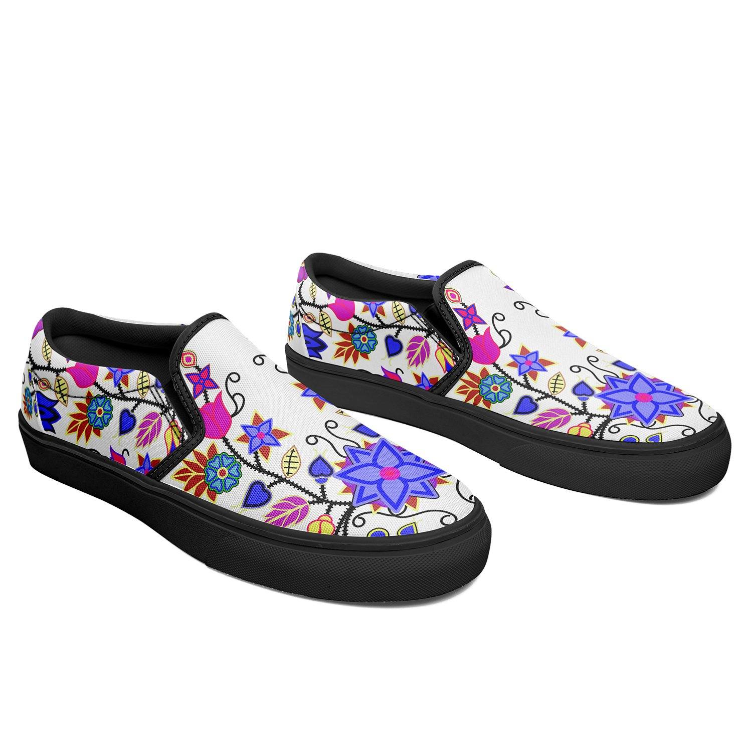 Floral Beadwork Seven Clans White Otoyimm Canvas Slip On Shoes 49 Dzine 