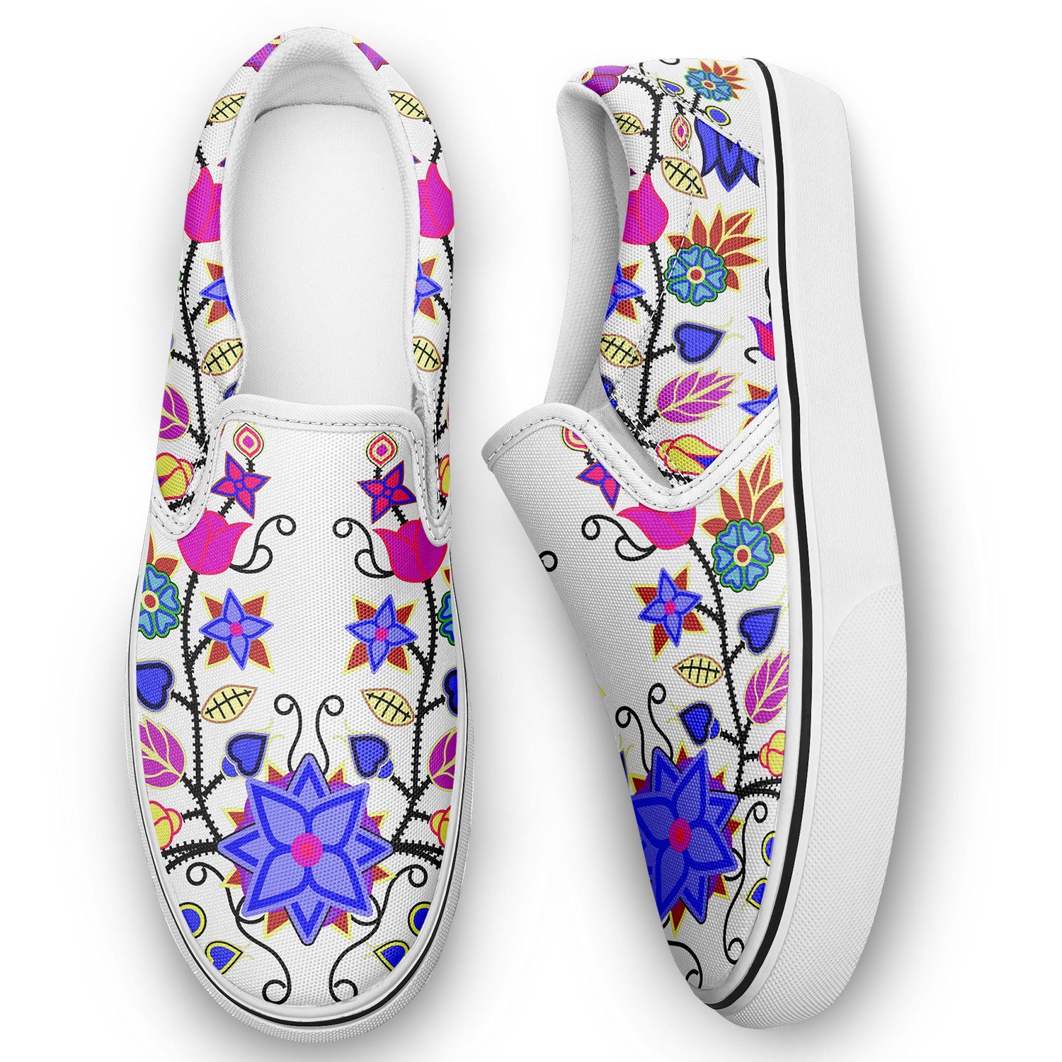 Floral Beadwork Seven Clans White Otoyimm Canvas Slip On Shoes 49 Dzine 