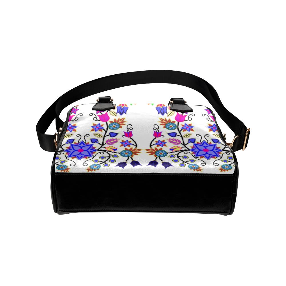 Floral Beadwork Seven Clans White Shoulder Handbag (Model 1634) Shoulder Handbags (1634) e-joyer 