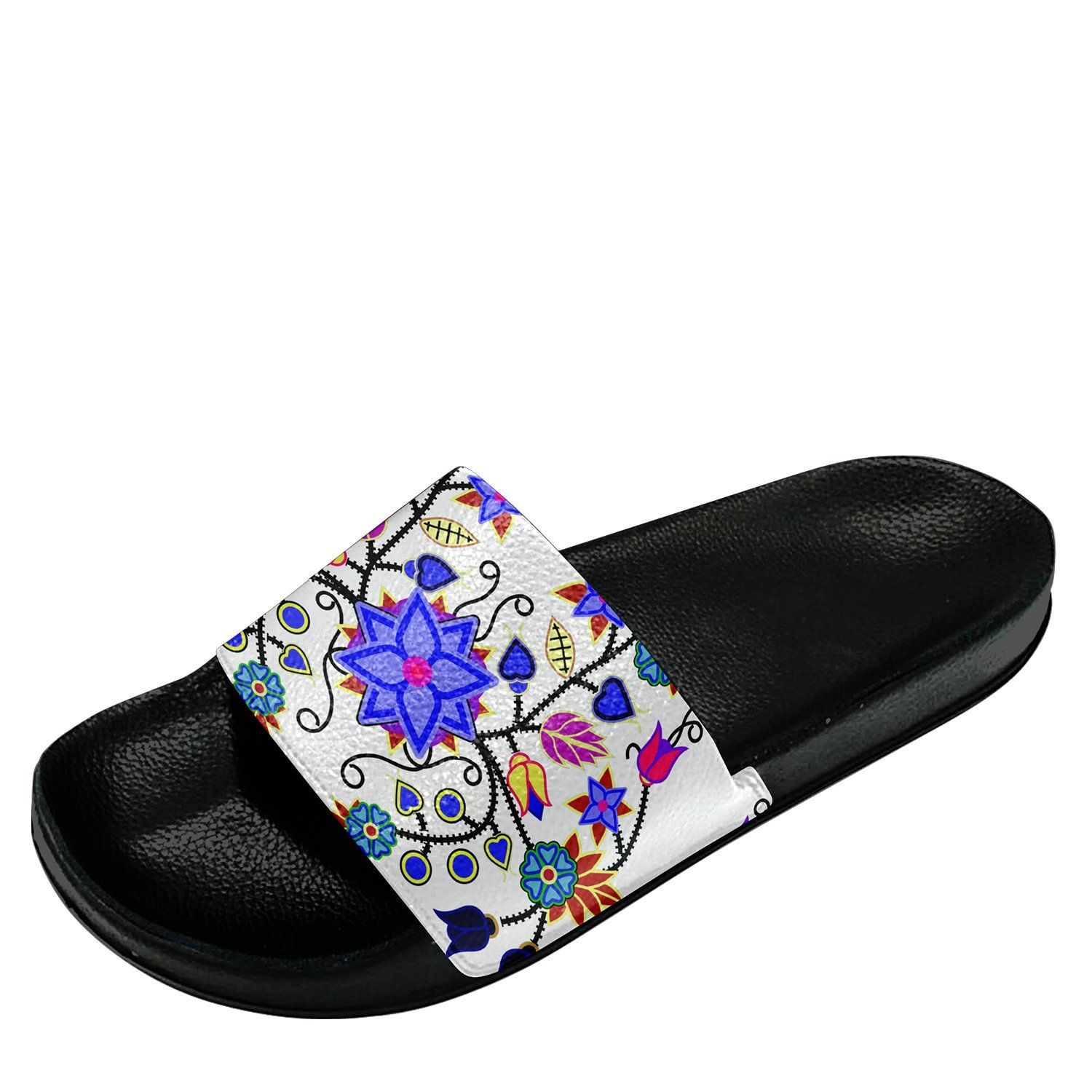 Floral Beadwork Seven Clans White Slide Sandals 49 Dzine 