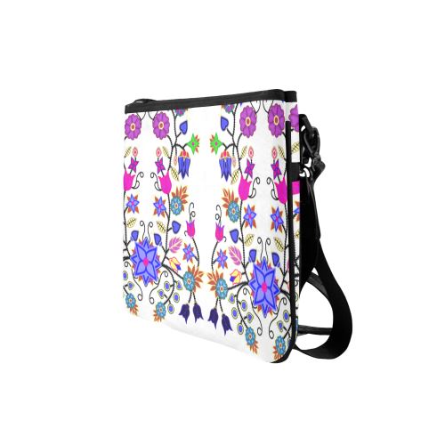 Floral Beadwork Seven Clans White Slim Clutch Bag (Model 1668) Slim Clutch Bags (1668) e-joyer 