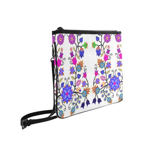 Floral Beadwork Seven Clans White Slim Clutch Bag (Model 1668) Slim Clutch Bags (1668) e-joyer 