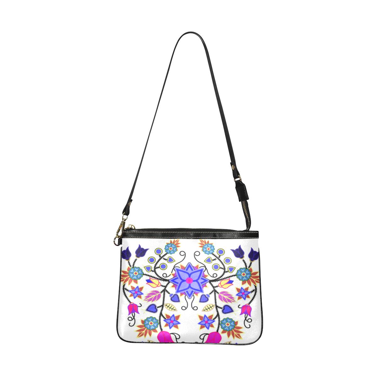 Floral Beadwork Seven Clans White Small Shoulder Bag (Model 1710) Small Shoulder Bag (1710) e-joyer 