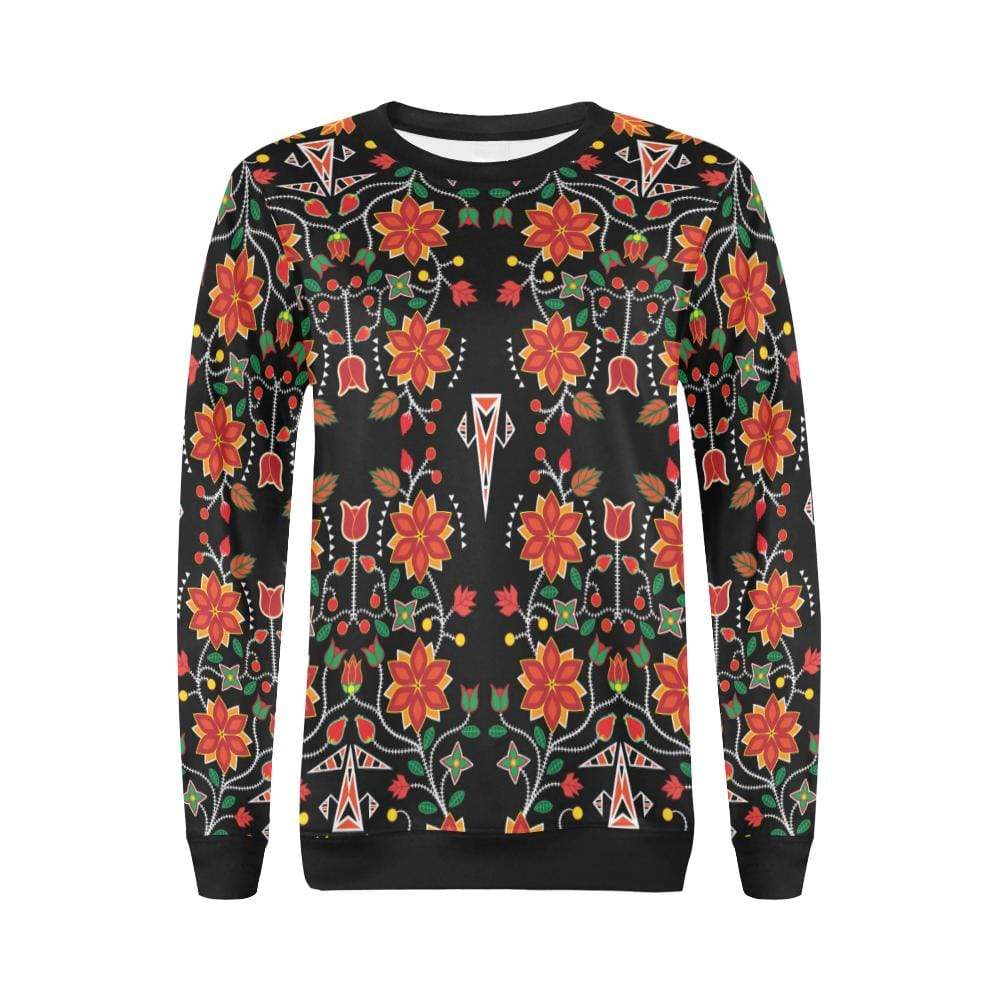Floral Beadwork Six Bands All Over Print Crewneck Sweatshirt for Women (Model H18) Crewneck Sweatshirt for Women (H18) e-joyer 