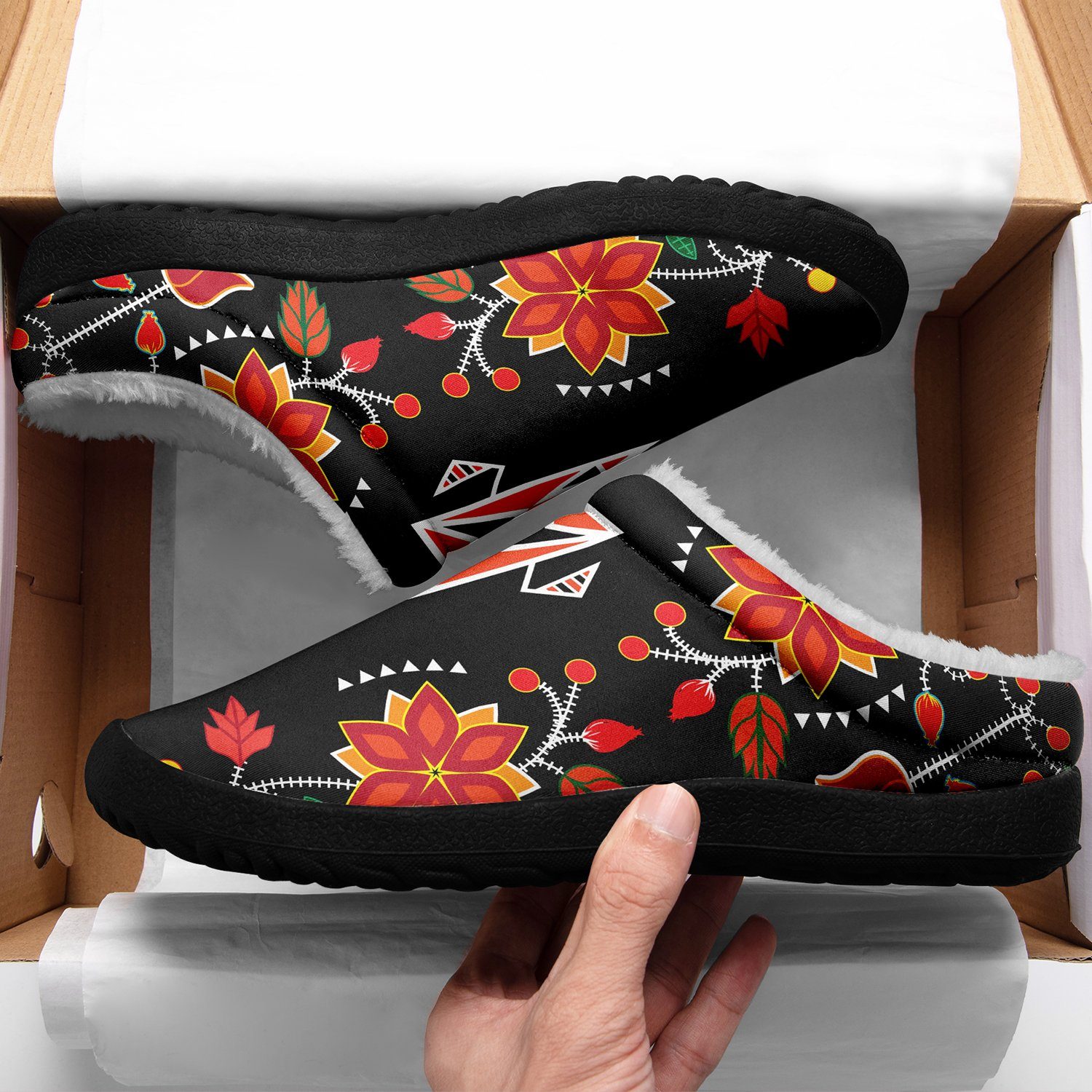 Floral Beadwork Six Bands Ikinnii Indoor Slipper 49 Dzine 