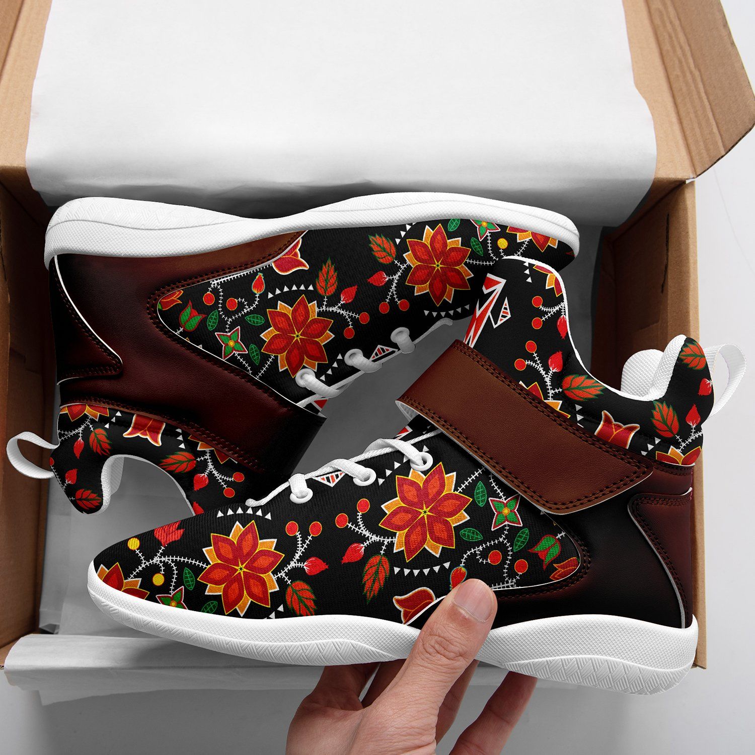 Floral Beadwork Six Bands Ipottaa Basketball / Sport High Top Shoes 49 Dzine 