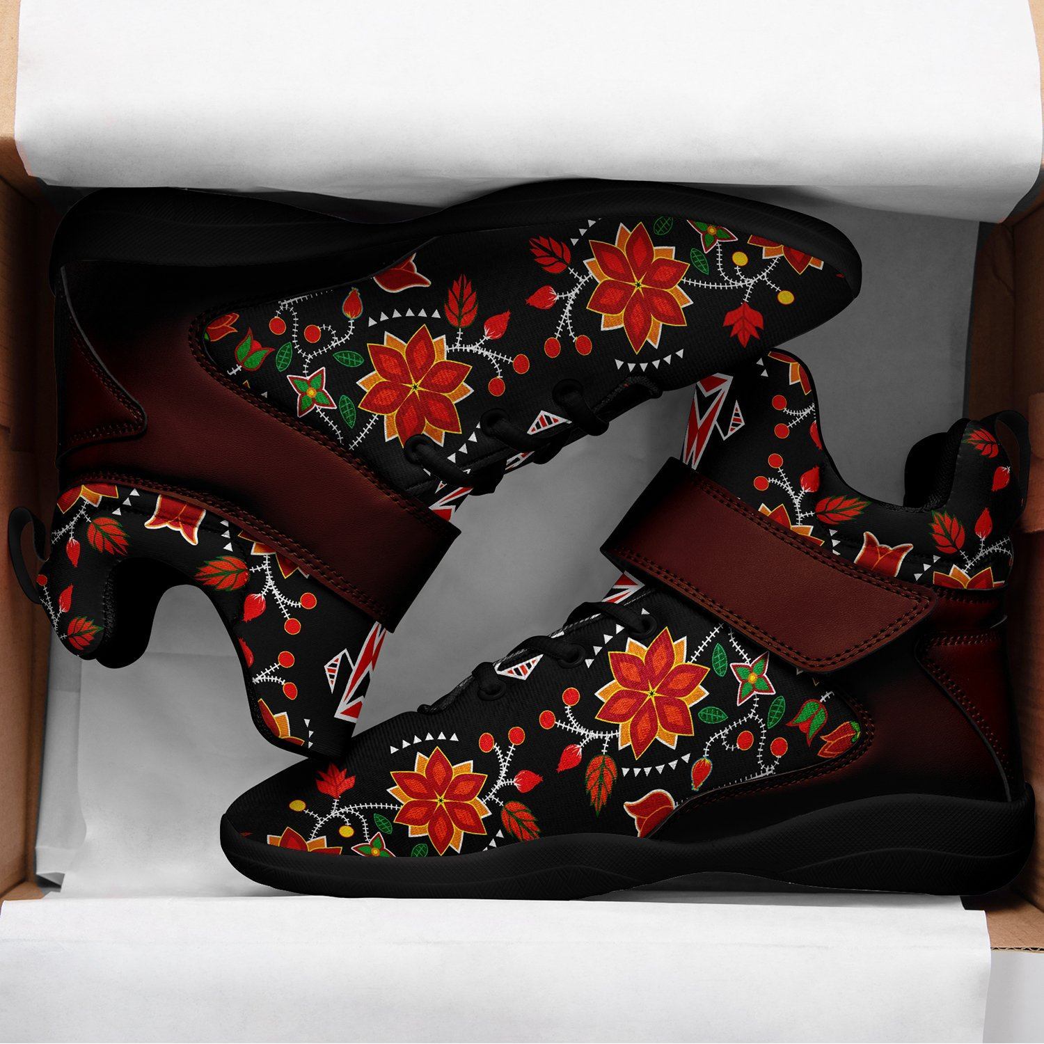 Floral Beadwork Six Bands Ipottaa Basketball / Sport High Top Shoes - Black Sole 49 Dzine 