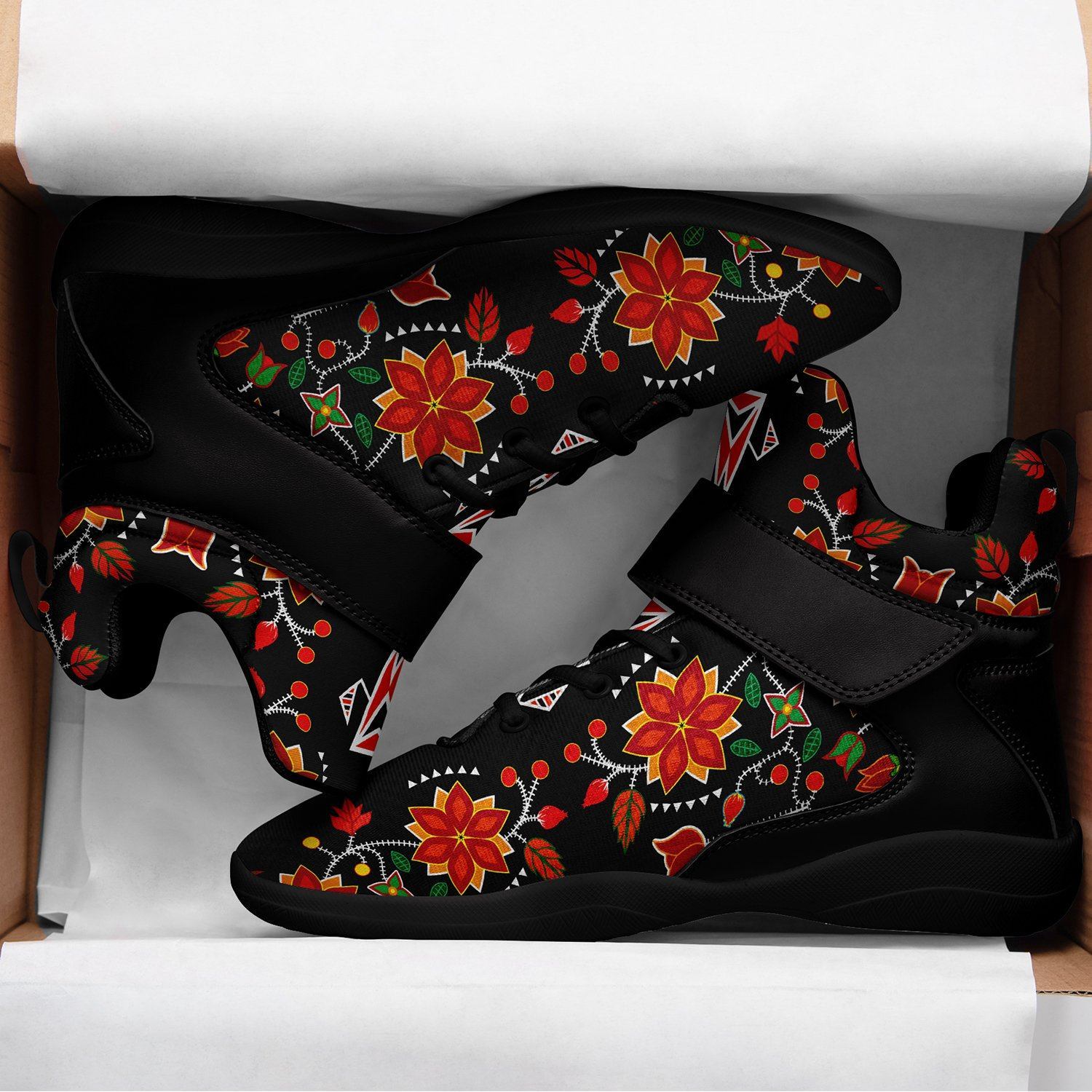 Floral Beadwork Six Bands Ipottaa Basketball / Sport High Top Shoes - Black Sole 49 Dzine 