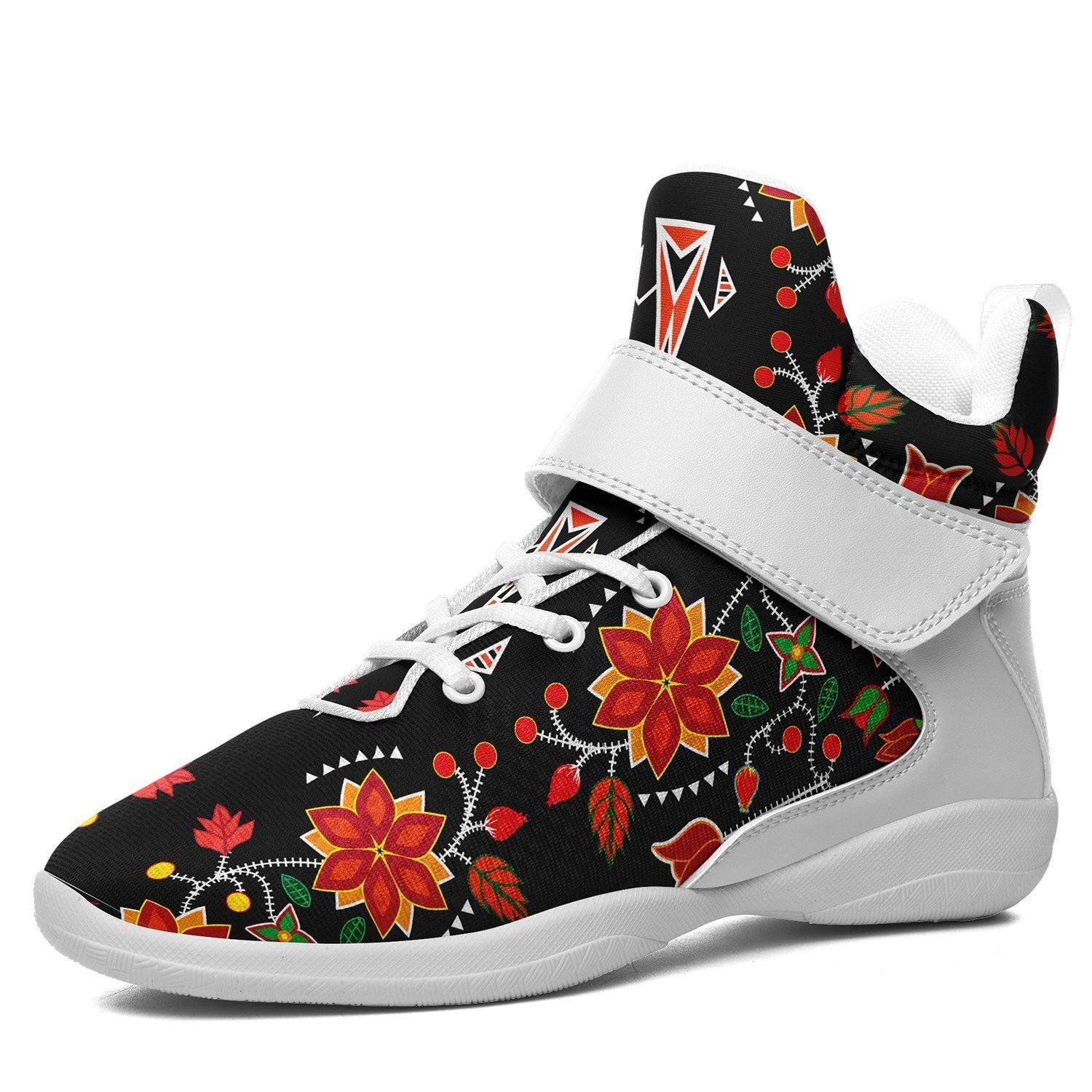 Floral Beadwork Six Bands Ipottaa Basketball / Sport High Top Shoes - White Sole 49 Dzine US Men 7 / EUR 40 White Sole with White Strap 