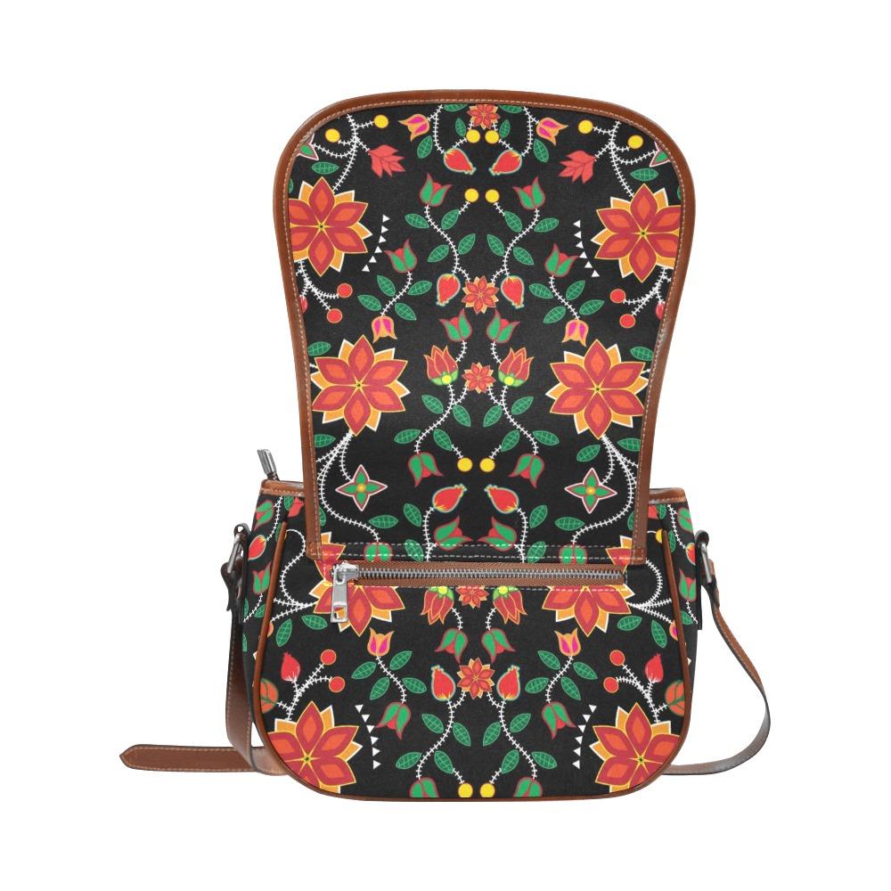 Floral Beadwork Six Bands Saddle Bag/Small (Model 1649) Full Customization Saddle Bag/Small (Full Customization) e-joyer 