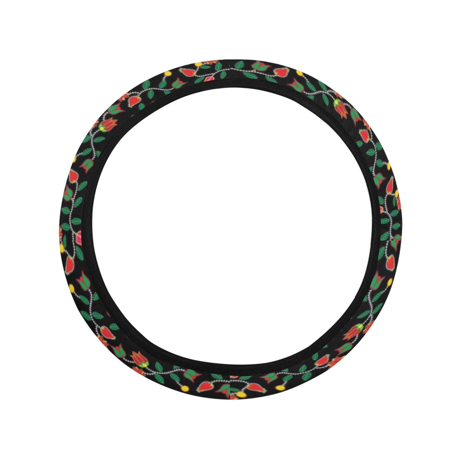 Floral Beadwork Six Bands Steering Wheel Cover with Elastic Edge Steering Wheel Cover with Elastic Edge e-joyer 