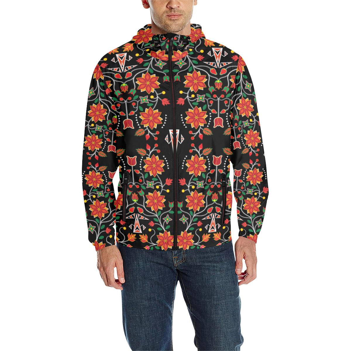 Floral Beadwork Six Bands Unisex Quilted Coat All Over Print Quilted Windbreaker for Men (H35) e-joyer 