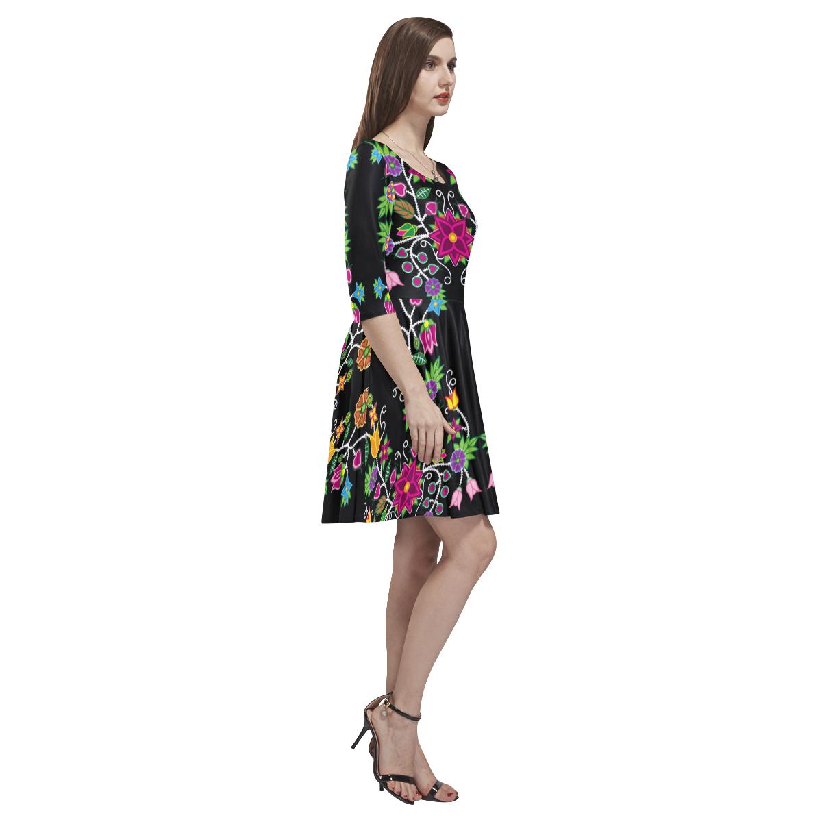 Floral Beadwork Tethys Half-Sleeve Skater Dress(Model D20) Tethys Half-Sleeve Skater Dress (D20) e-joyer 