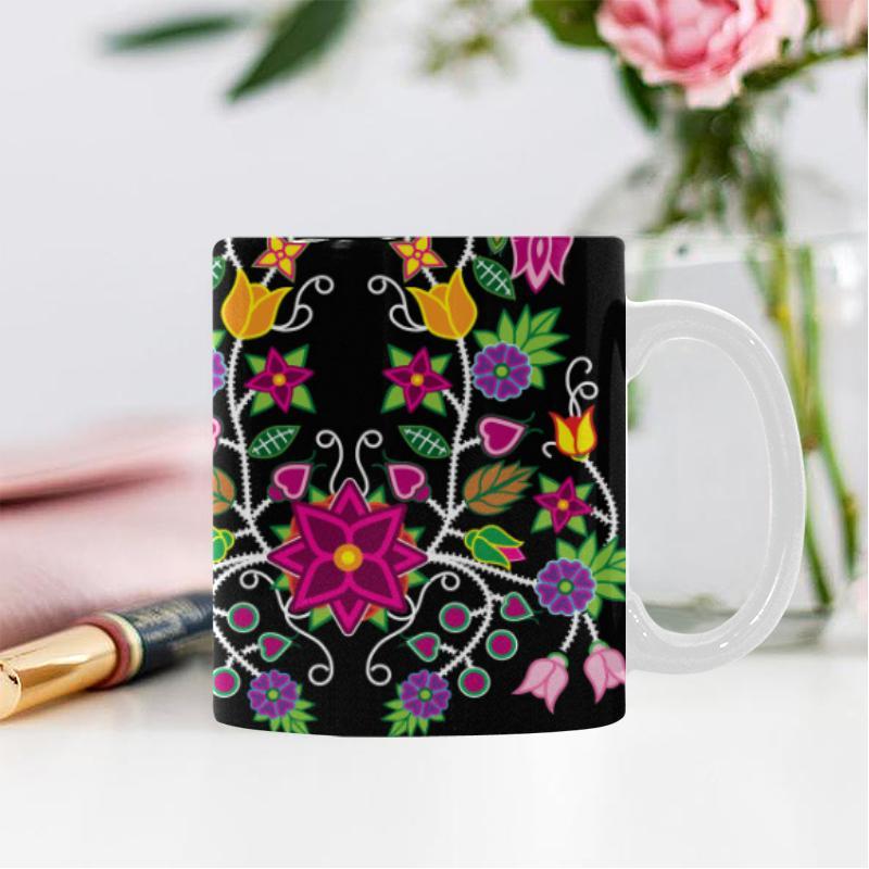 Floral Beadwork White Mug(11OZ) White Mug e-joyer 