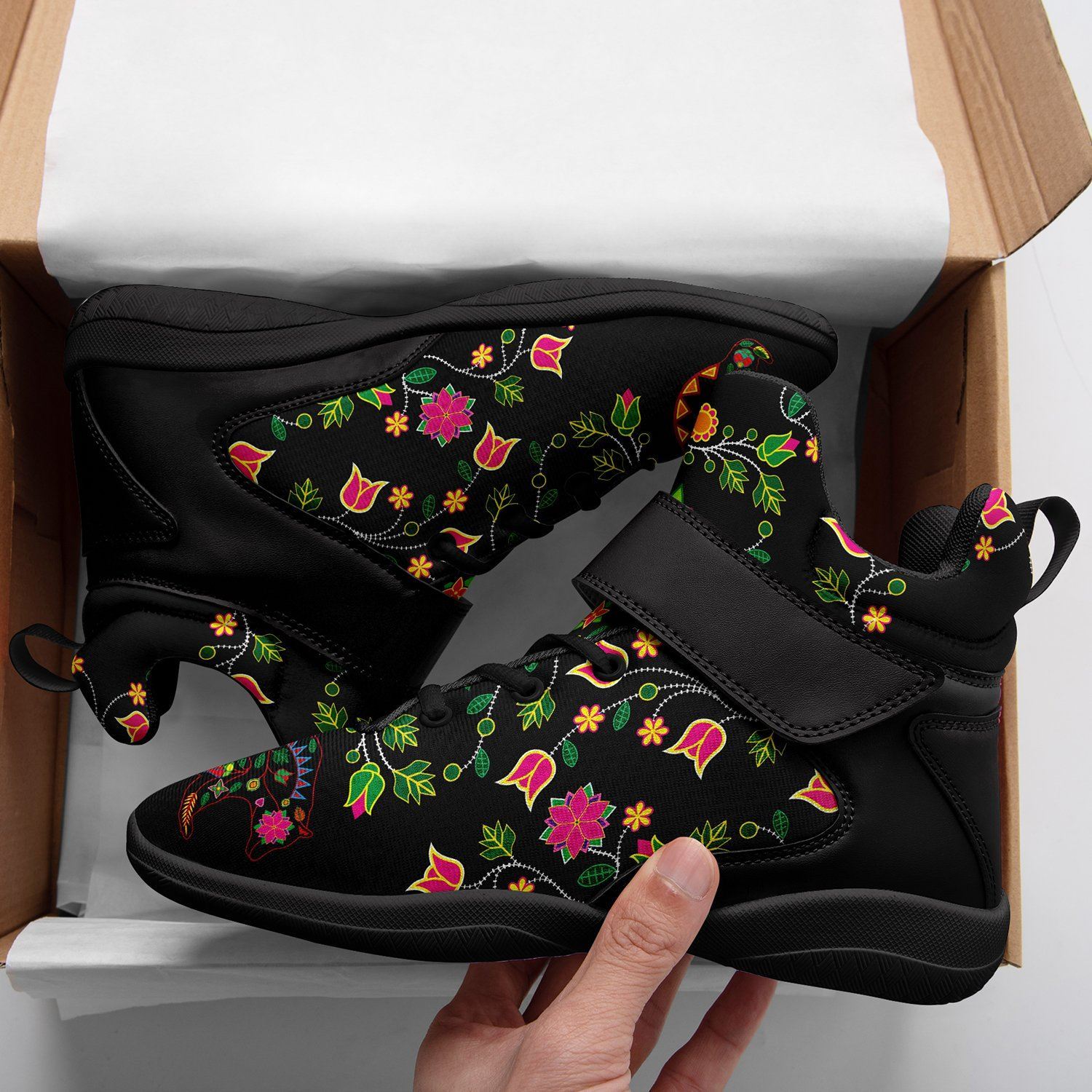 Floral Bear Ipottaa Basketball / Sport High Top Shoes - Black Sole 49 Dzine 