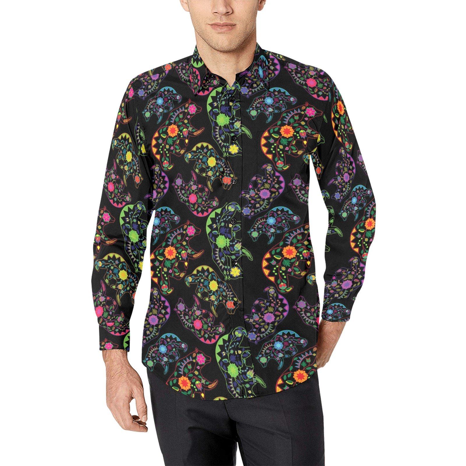 Floral Bear Men's All Over Print Casual Dress Shirt (Model T61) Men's Dress Shirt (T61) e-joyer 