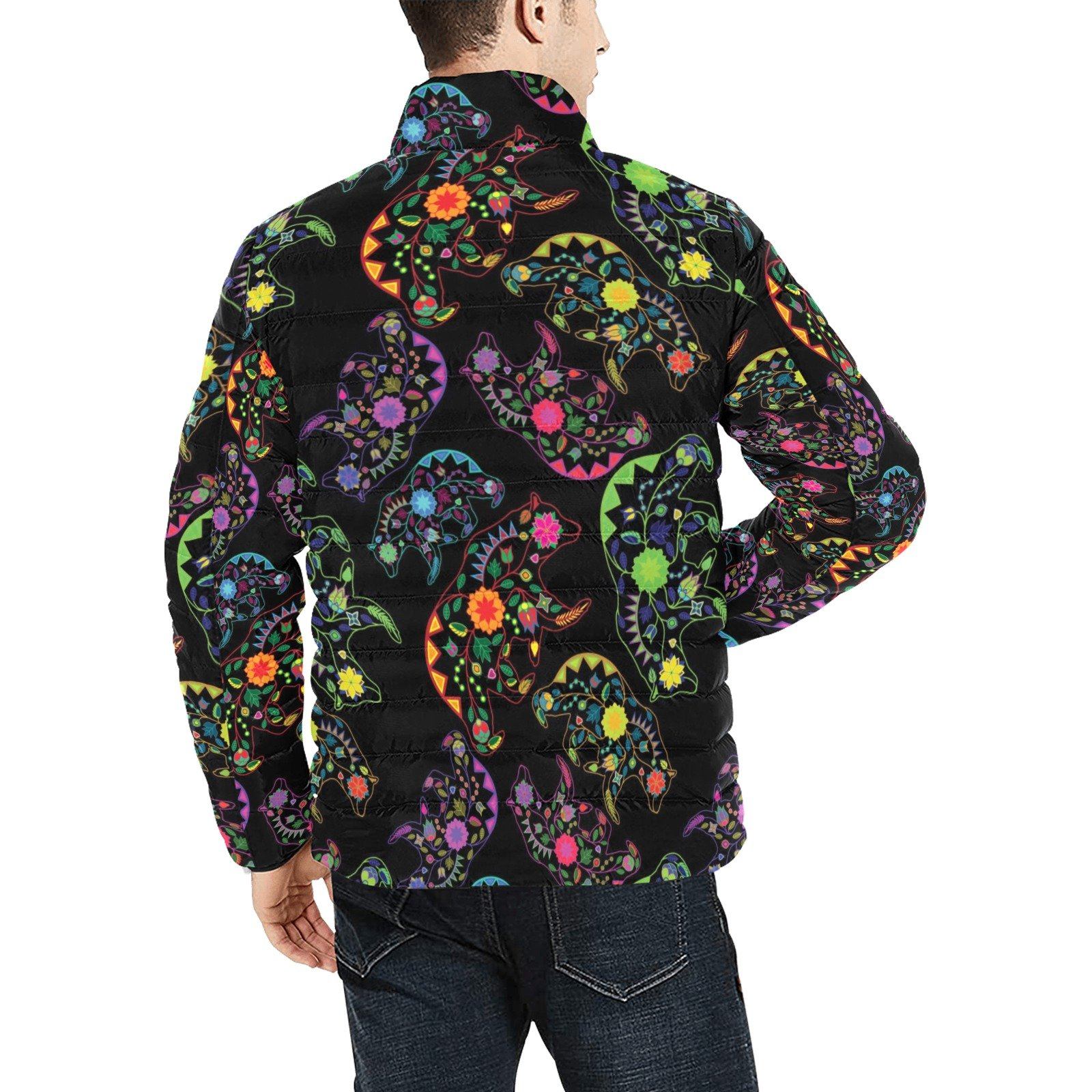 Floral Bear Men's Stand Collar Padded Jacket (Model H41) Men's Stand Collar Padded Jacket (H41) e-joyer 