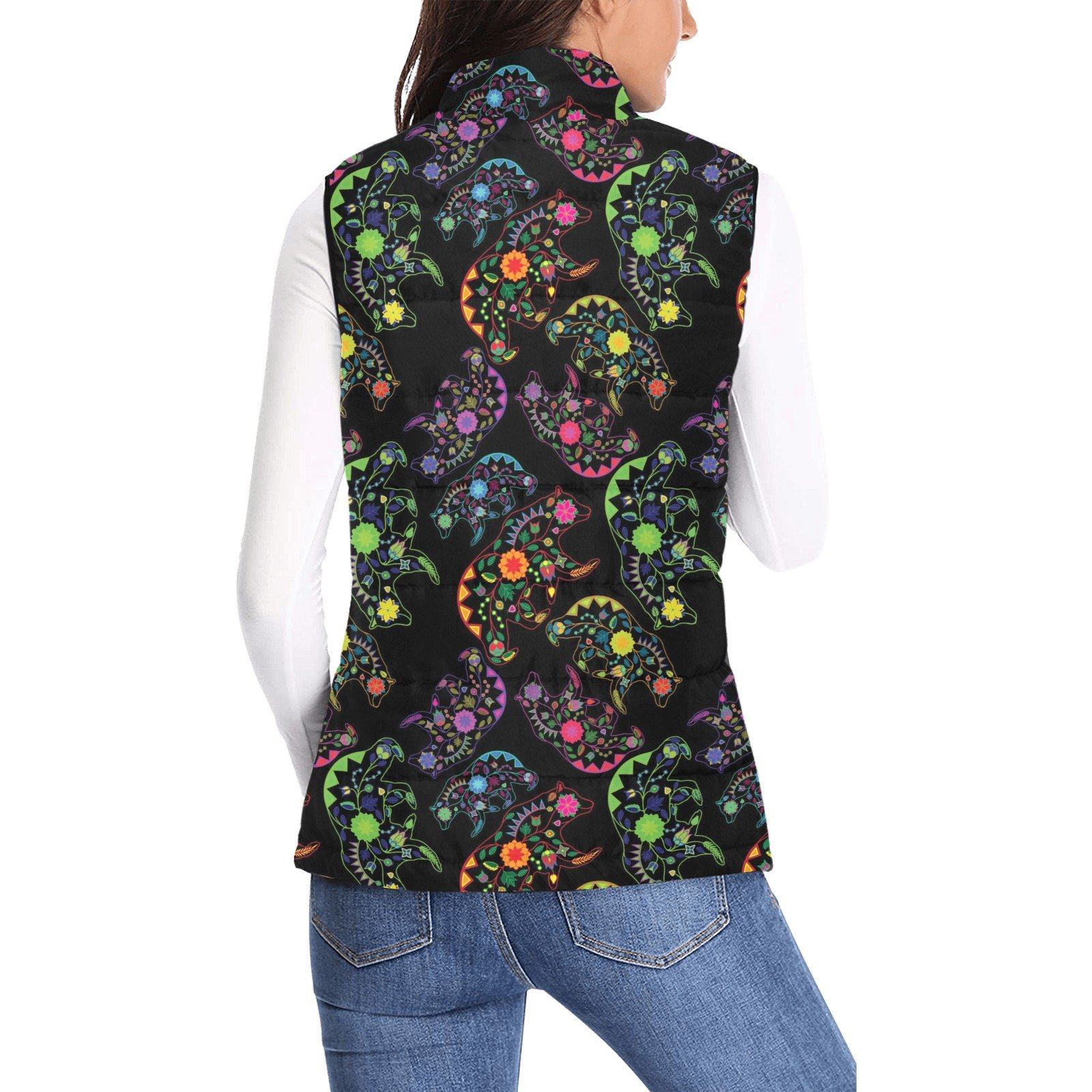 Floral Bear Women's Padded Vest Jacket (Model H44) Women's Padded Vest Jacket (H44) e-joyer 