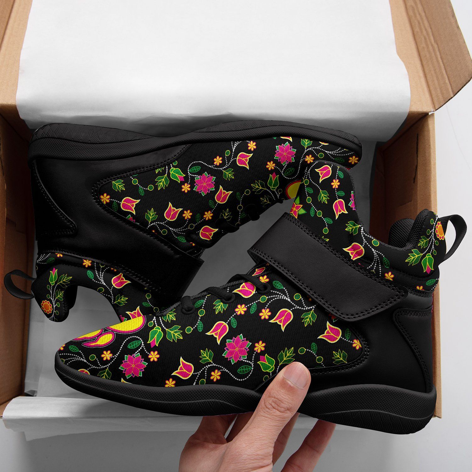 Floral Bearpaw Ipottaa Basketball / Sport High Top Shoes - Black Sole 49 Dzine 